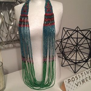 Aztec Boho style long beaded necklace